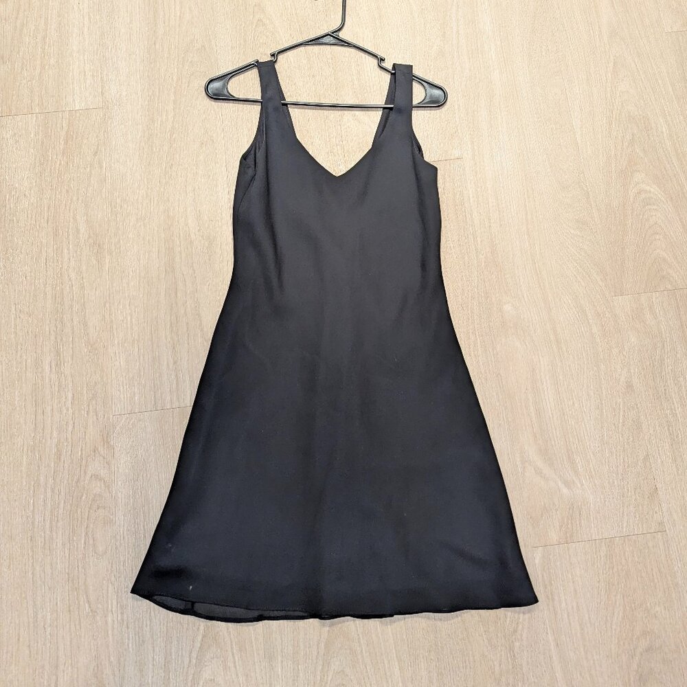 Vintage Y2K Black short satin evening dress Size 4 twist back